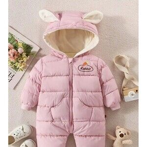 Rabbit Bunny Ear Baby Zip Up Warm Winter Jumpsuit Snowsuit Bunny 12-18M ??Read